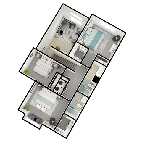 Floor plan for 4 beds, 3.5 baths, 2087 sqft